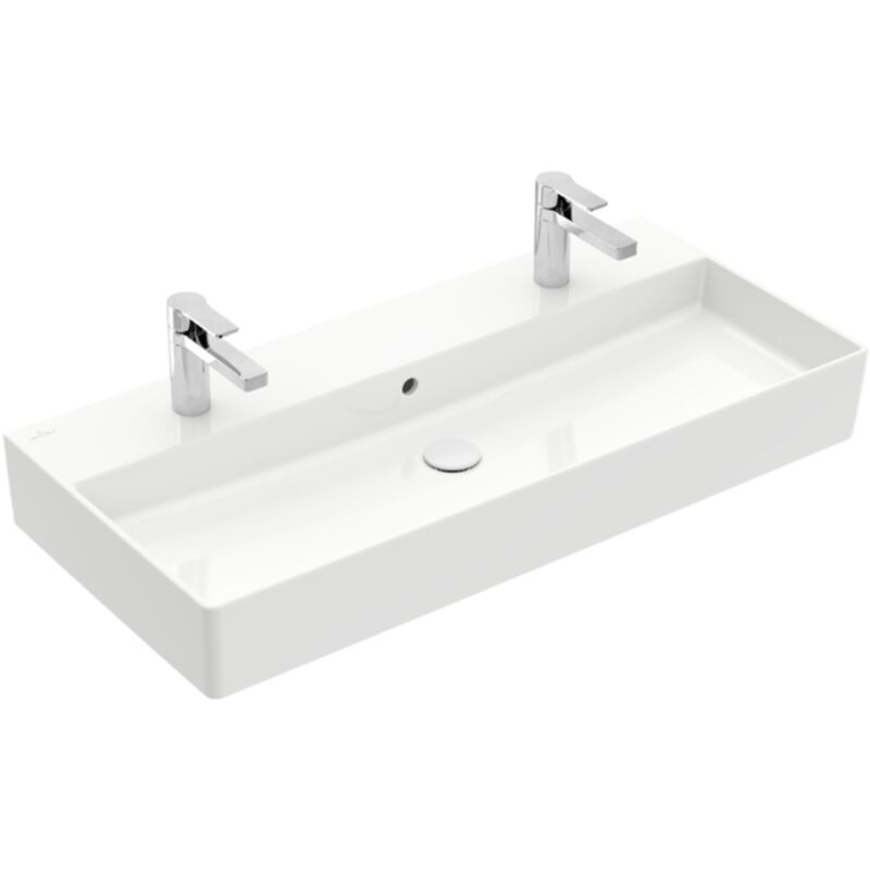 Villeroy & Boch Memento 2.0 Lavabo suspendu, 100 x 47 x 13,5 cm, avec trop-plein, meulé, blanc (4A221L01)