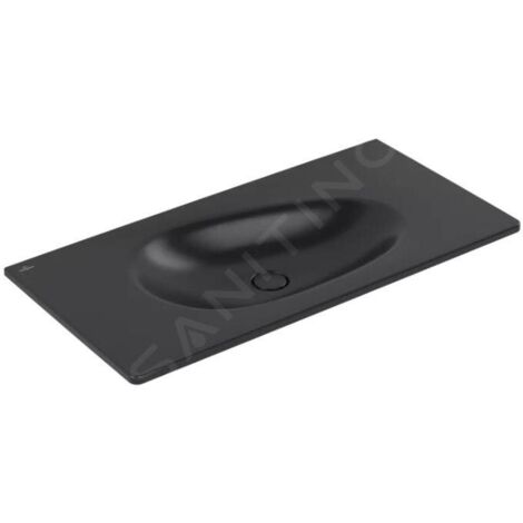 Villeroy & Boch Antao - Meuble lavabo 100x50 cm, sans trop-plein, sans trou de robinetterie, CeramicPlus, Pure Black 4A76A3R7
