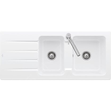 Villeroy & Boch Architectura - Évier en céramique 116x51 cm avec vidage, CeramicPlus, blanc alpin 338002R1