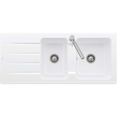 Villeroy & Boch Architectura - Fregadero cerámico 116x51 cm con desagüe, CeramicPlus, blanco alpino 338002R1