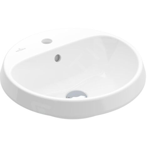 Villeroy & Boch Architectura - Lavabo à encastrer, 450x450 mm, avec trop-plein, trou pour robinet, blanc alpin 5A654501