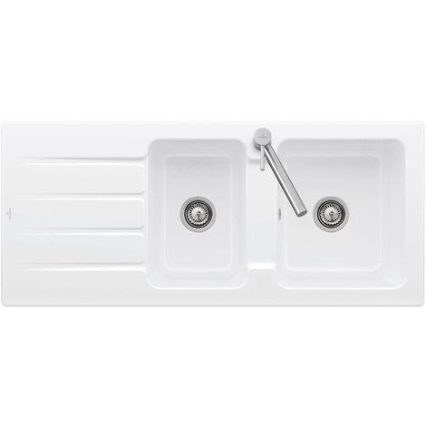 Villeroy & Boch Architectura - Lavello in ceramica 116x51 cm con sistema di scarico, CeramicPlus, bianco alpino 338002R1