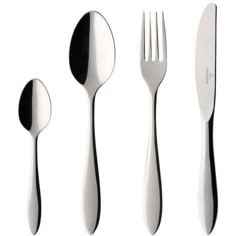 Villeroy & Boch Arthur Servizio Tavola, Acciaio Inossidabile 18/10, Bianco, 24pz, 24 unità
