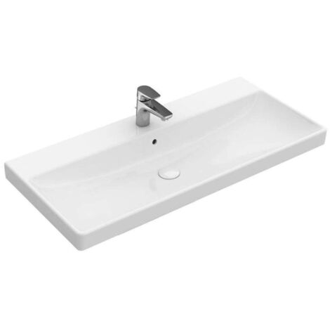 Villeroy & Boch Avento - Lavabo de mueble 100x47 cm, con rebosadero, orificio para el grifo, CeramicPlus, blanco alpino 4156A5R1