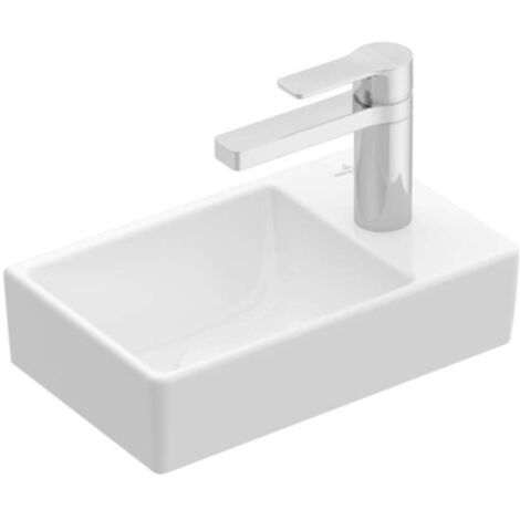 Villeroy & Boch Avento - Lavamanos 36x22 cm, sin rebosadero, 1 orificio para el grifo a la derecha, CeramicPlus, blanco alpino 43003LR1