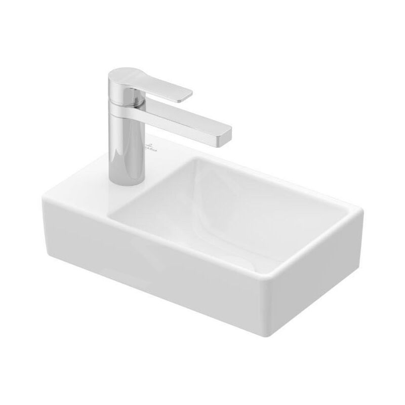 Villeroy&boch - Avento - Lave-mains 360x220 mm, sans trop-plein, un trou de robinetterie à gauche, CeramicPlus, blanc alpin