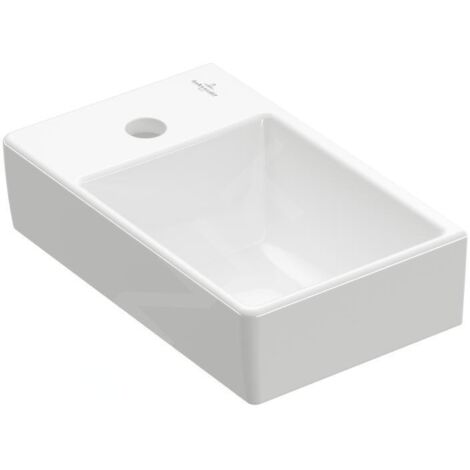 Villeroy & Boch Avento - Lave-mains 360x220 mm, sans trop-plein, trou pour robinet à gauche, CeramicPlus, Stone White 43003RRW