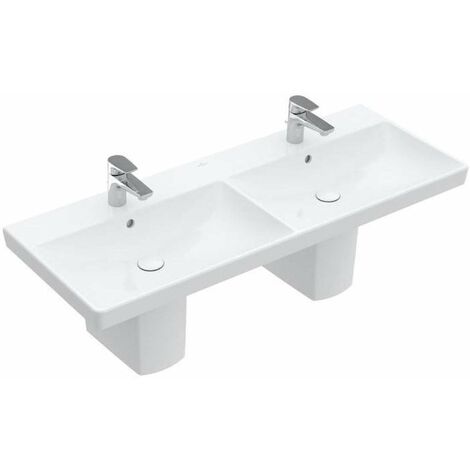 Villeroy & Boch – Meuble double vasque 120x47 cm – Céramique sanitaire blanc alpin – 2 trous robinetterie – Trop-plein – 4A23CK01