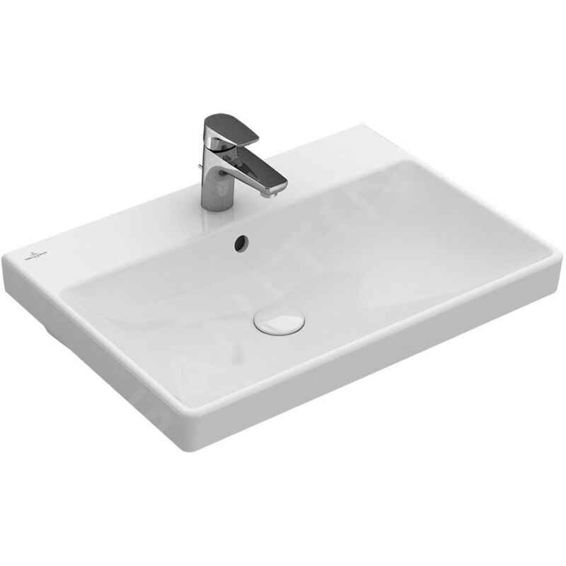 Villeroy&boch - Avento - Meuble-lavabo 600x470 mm, avec trop-plein, trou pour robinet, CeramicPlus, Stone White 415860RW