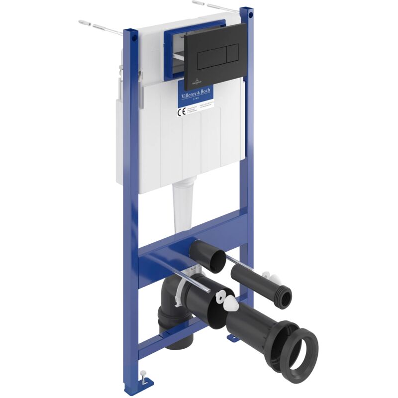 Villeroy&boch - Bâti-support sol-mur avec plaque de déclenchement 3/6 l Noire