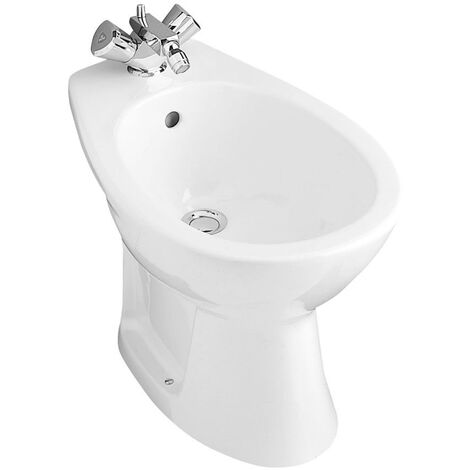 Villeroy & Boch – Bidet sur pied céramique blanc VOLTA – Dimensions 565x355x390 mm – Pré-perçage pour robinetterie – Forme arrondie moderne