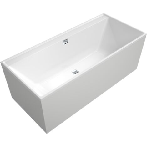 Villeroy & Boch – Baignoire rectangulaire Collaro Duo 1900 x 900 x 470 mm – Acrylique – Écoulement central – Vidange et trop-plein chrome inclus