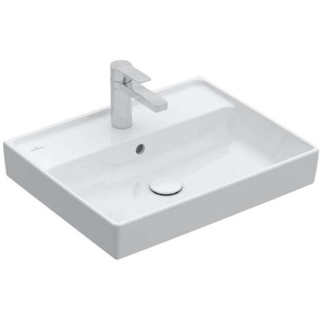 Villeroy & Boch Collaro - Lavabo 55x44 cm, con troppopieno, con foro per miscelatore, CeramicPlus, bianco alpino 4A3355R1