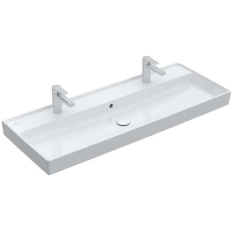 Villeroy & Boch Collaro - Lavabo de mueble 120x47 cm, con rebosadero, 2 orificios para el grifo, blanco alpino 4A33C401