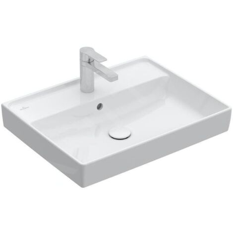 Villeroy & Boch Collaro - Meuble lavabo 60x47 cm, avec trop-plein, trou de robinetterie, CeramicPlus, blanc alpin 4A336GR1