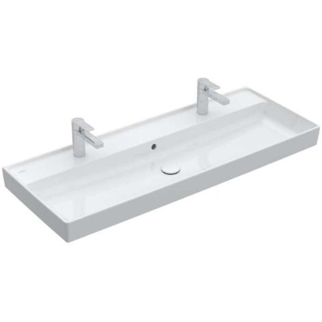 Villeroy & Boch Collaro - Möbelwaschtisch, 120x47 cm, mit Überlauf, 2 hahnlöchern, CeramicPlus,  Alpinweiß 4A33C4R1
