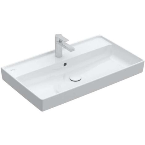 Villeroy & Boch Collaro - Möbelwaschtisch, 80x47 cm, mit Überlauf, mit Hahnloch, CeramicPlus, Alpinweiß 4A3380R1