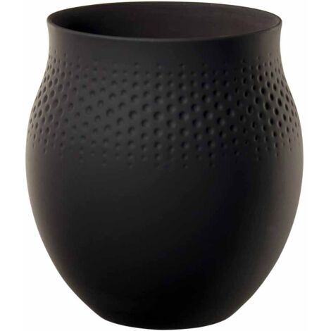 Villeroy & Boch Collier Noir Vaso Perle Grande, Porcellana Premium, Nero, 16.5x16.5x17.5 cm