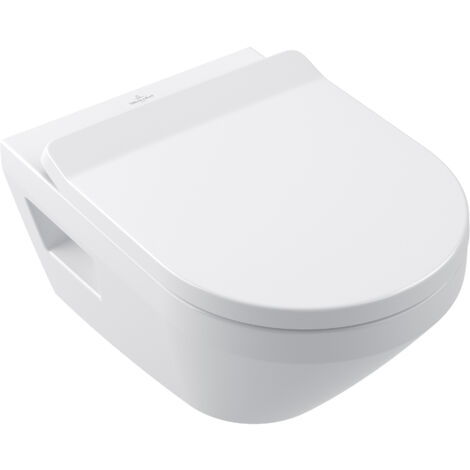Villeroy & Boch – Cuvette suspendue sans bride TwistFlush – Abattant frein de chute silencieux – Sortie horizontale – Profondeur 530 mm – Largeur 370 mm