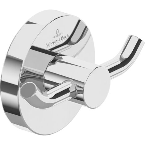 Villeroy & Boch – Crochet double pour serviettes – Montage mural – Zinc résistant à la corrosion – Finition brillante chrome – Longueur 32mm, largeur 76mm