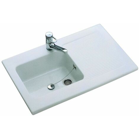 Villeroy & Boch – Évier en grès MOGADOR 1 bac – Dimensions 100 x 60 cm – Couleur blanc – Résistant aux chocs et rayures – Installation sur meuble