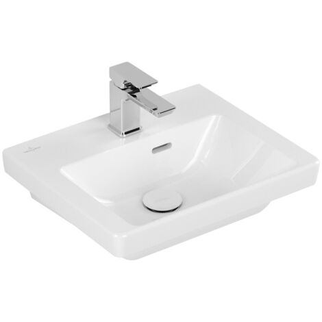 Villeroy & Boch Handwaschbecken Subway 3.0 FK 450x370mm rechteckig 1 Hahnloch mit Überlauf Weiß Alpin CeramicPlus