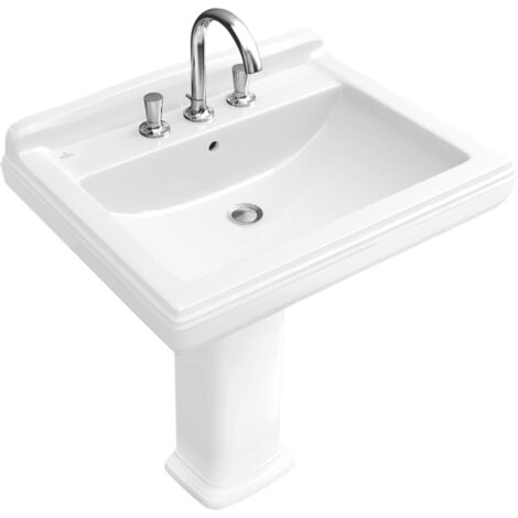 Villeroy & Boch Hommage - Lavabo avec trop-plein, 750 mm x 580 mm, avec Ceramicplus, blanc - lavabo trois trous 7101A1R1