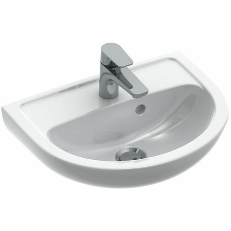 Villeroy & Boch – Lave-mains à poser blanc 450 x 340 mm – Céramique avec trop-plein et trou de robinetterie central – Finition lisse et design intemporel