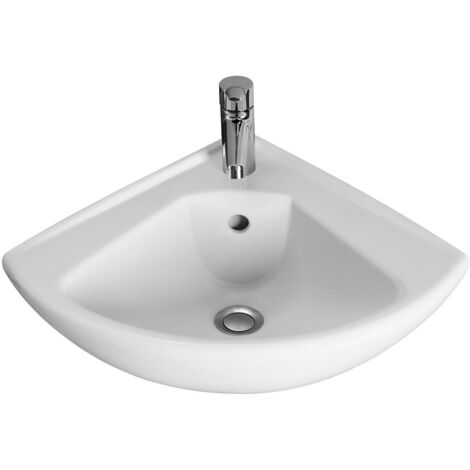 Villeroy & Boch – Lave-mains compact 415x415 mm avec trop-plein – Céramique antibactérienne – Pose murale – Trou pré-percé pour robinetterie – 73274001
