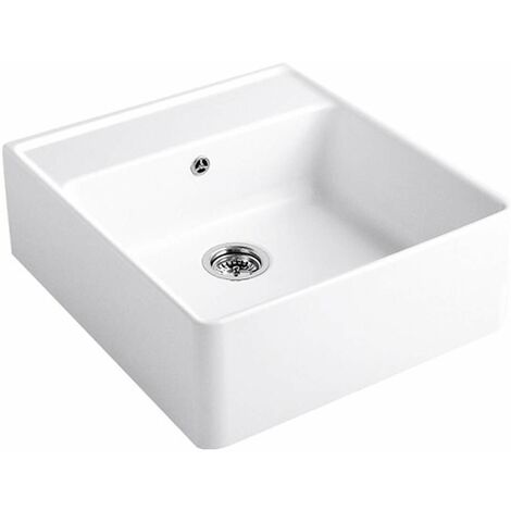 Villeroy & Boch Lavelli - Lavello in ceramica 630x595 mm con sistema di scarico, CeramicPlus, bianco alpino 632061R1
