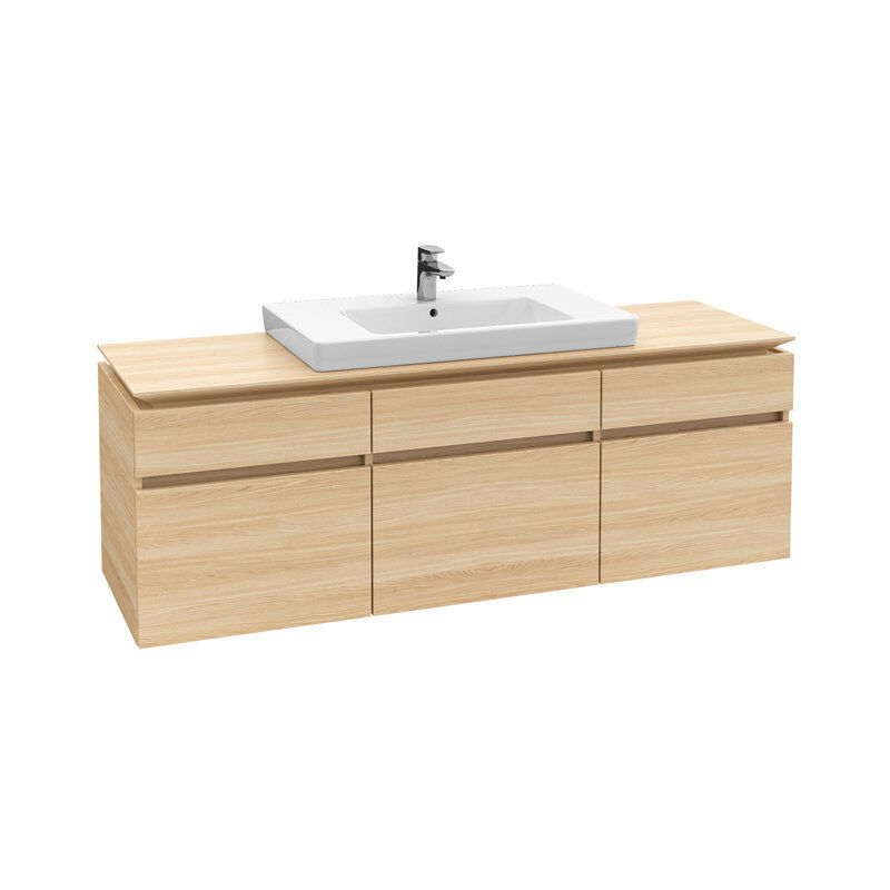 

Villeroy & Boch Legato Vanity unit B701, 1600x550x500mm, central, iluminación LED, color: Elm Impresso - B701L0PN