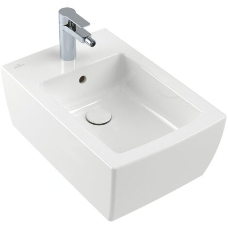 Villeroy & Boch Memento 2.0 - Bidet suspendu, avec un trou de robinetterie, CeramicPlus, blanc alpin 443300R1