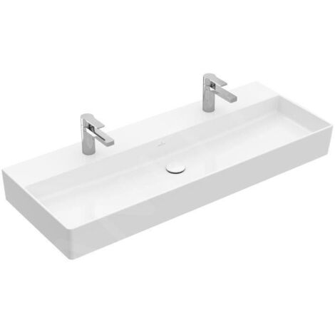 Villeroy & Boch Memento 2.0 - Double vasque 1200x470 mm, sans trop-plein, deux trous de robinetterie, blanc alpin 4A22C101