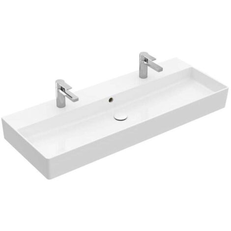 Villeroy & Boch Memento 2.0 - Lavabo doble 120x47 cm, con rebosadero, 2 orificios para grifo, blanco alpino 4A22C401
