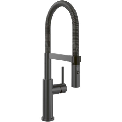 Villeroy & Boch – Mitigeur de cuisine avec bras flexible et douchette – Acier inoxydable – Pivotement 360° – Jet laminaire anti-éclaboussures – 92800005