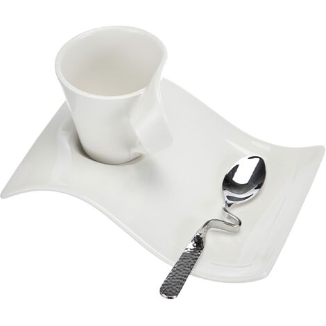 Villeroy & Boch NewWave caffè Set per l'Espresso, Acciaio Inossidabile, Bianco
