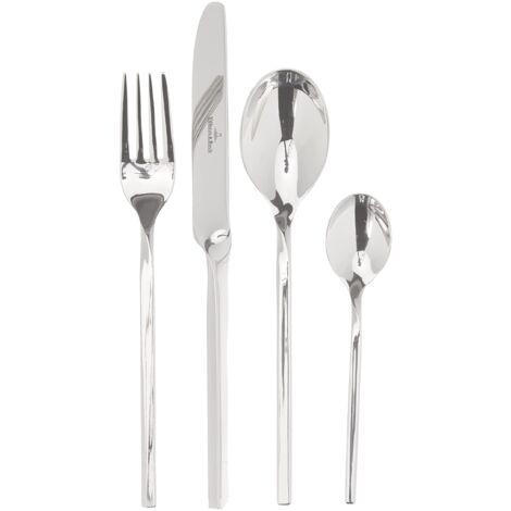 Villeroy & Boch NewWave Posate da Tavola, 24 Pezzi, Acciaio Inossidabile, Grigio (Argento)