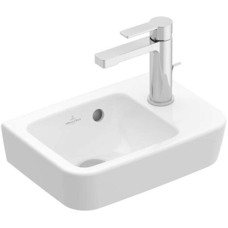 Villeroy & Boch O.novo - Lavamanos Compact 36x25 cm, con rebosadero, 1 orificio para el grifo a la derecha, blanco alpino 43433601