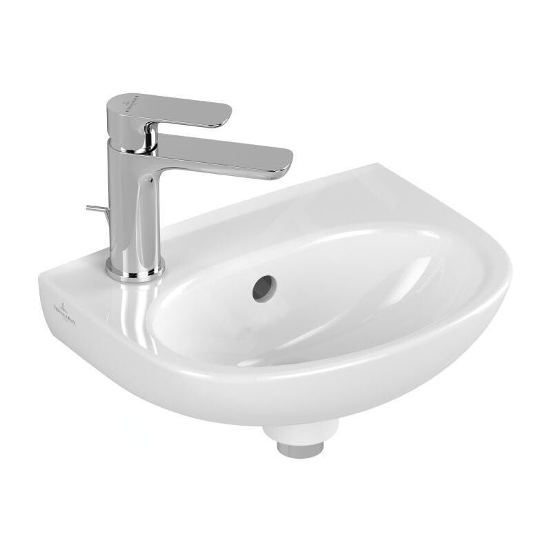 Villeroy & Boch O.novo - Lave-mains 36x28 mm, avec trop-plein, avec trou de robinetterie, CeramicPlus, blanc alpin 43403LR1