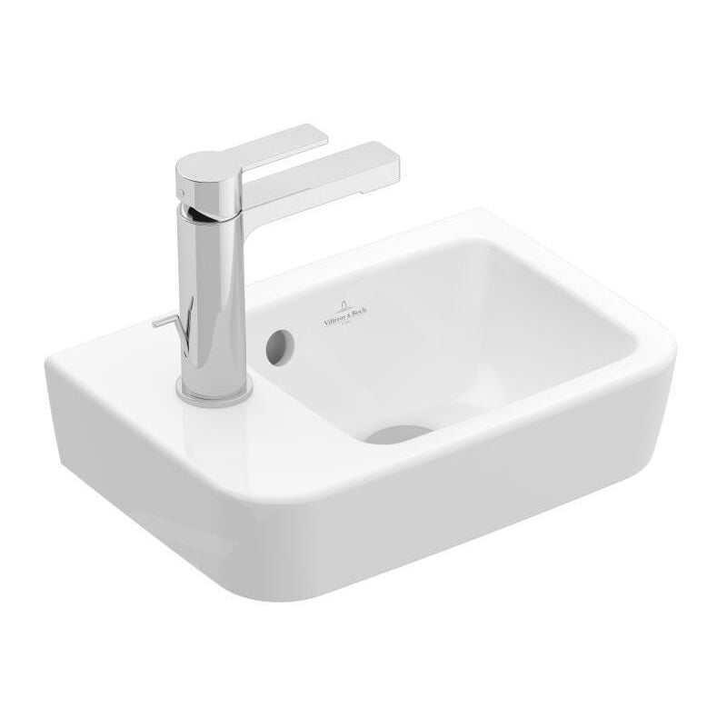 Villeroy & Boch O.novo - Lave-mains Compact 360x250 mm, avec trop-plein, trou pour robinet à gauche, AntiBac, CeramicPlus,