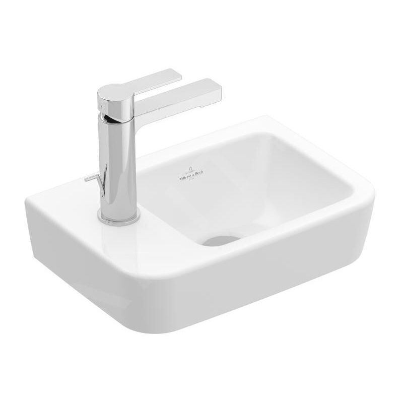 Villeroy&boch - O.novo - Lave-mains Compact 360x250 mm, sans trop-plein, avec 1 trou de robinetterie à gauche, CeramicPlus,