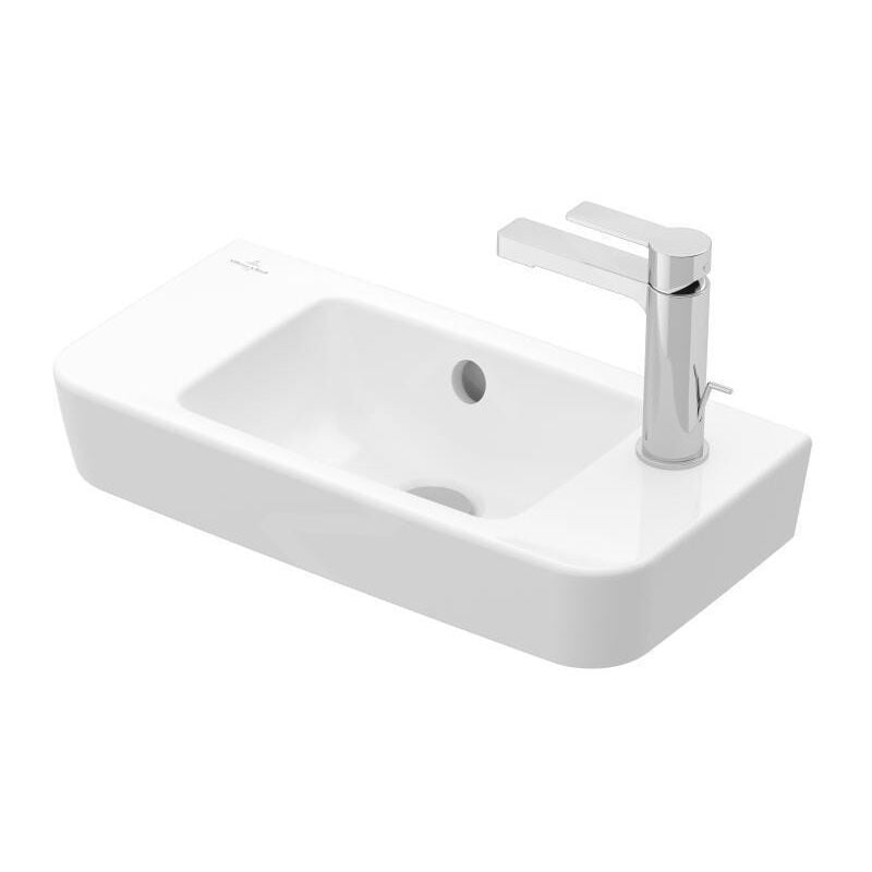 Villeroy & Boch O.novo - Lave-mains Compact 500x250 mm, avec trop-plein, avec 1 trou de robinetterie à droite, blanc alpin