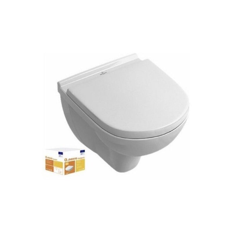 Pack inodoro compacto suspendido sin borde VILLEROY ET BOCH O Novo + asiento + placa blanca + estructura Grohe