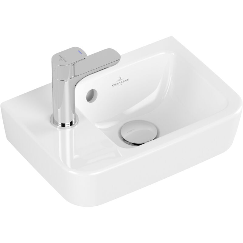 Villeroy&boch - O.novo, pack lave-mains avec robinetterie, bonde clic-clac, siphon chromé et kit de fixation