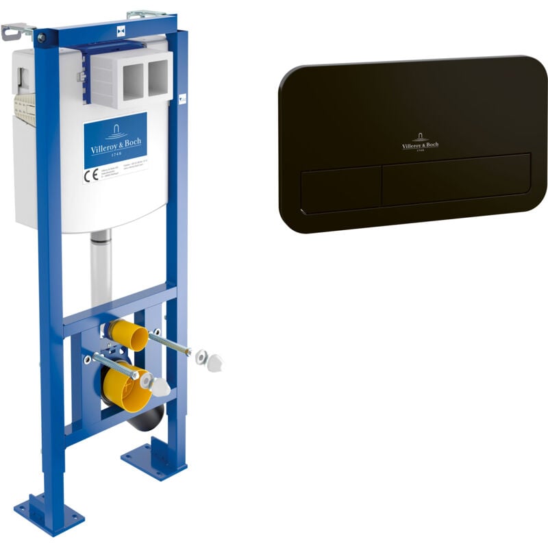 Villeroy&boch - Pack Bâti-support autoportant ViConnect + Plaque de commande noir mat