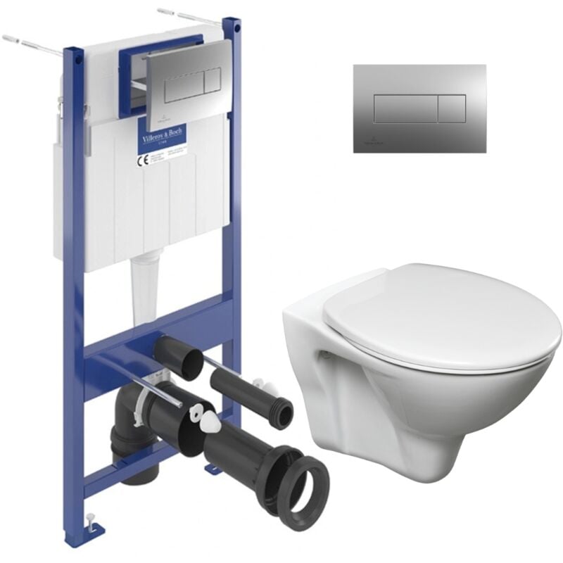 Villeroy&boch - ViConnect Pro s Pack wc Bâti + wc Cersanit S-line Pro + Abattant + Plaque (ViConnectS-LinePro-1)