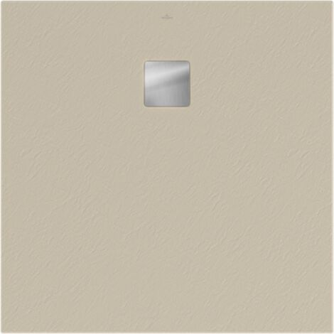 Villeroy & Boch – Receveur de douche à poser 100 x 100 cm – Acrylique RockLite couleur nature crème – Épaisseur 4 cm – Grille inox incluse