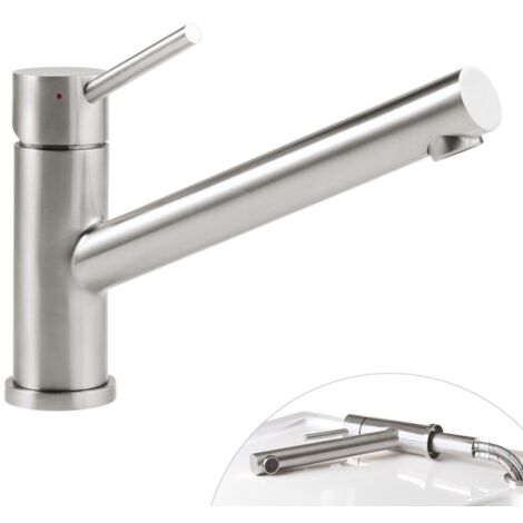 Villeroy & Boch – Robinet de cuisine rabattable – Acier inoxydable brillant – Bec pivotant 360° – Installation monotrou – Accès facile à la fenêtre