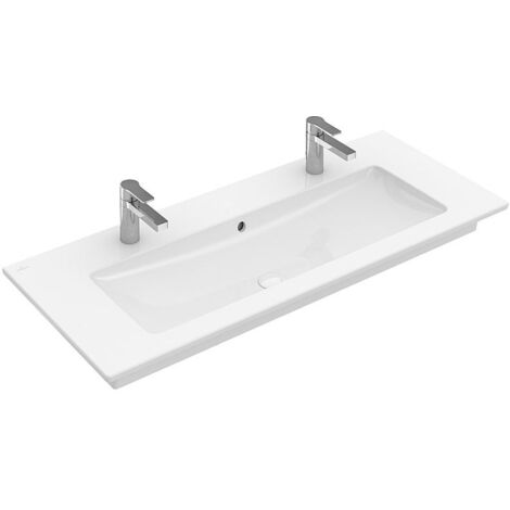 Villeroy & Boch Schrankwaschtisch Venticello 1200x500mm rechteckig 2 Hahnlöcher mit Überlauf Weiß Alpin