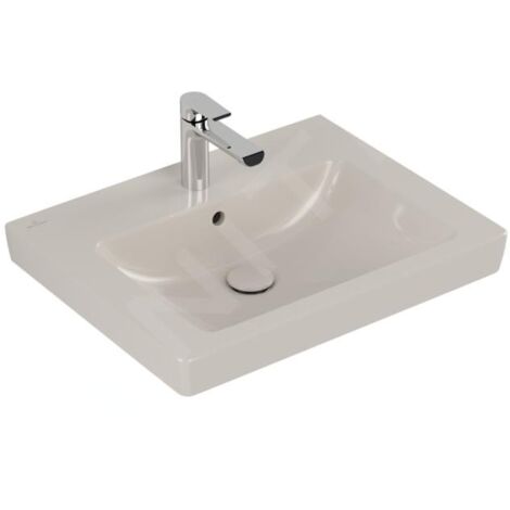 Villeroy & Boch Subway 2.0 - Lavabo avec trop-plein, 600x470 mm, avec CeramicPlus, blanc cassé 711360R3